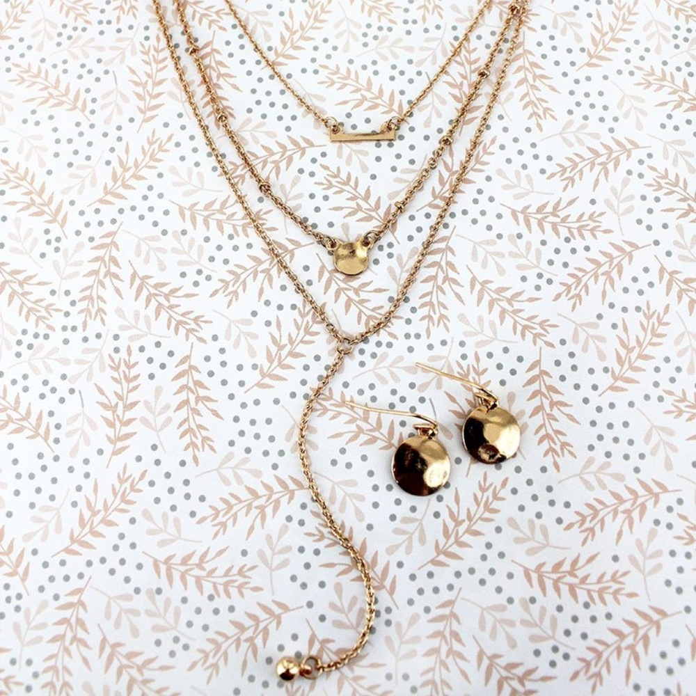 LAYERED Y NECKLACE & EARRINGS